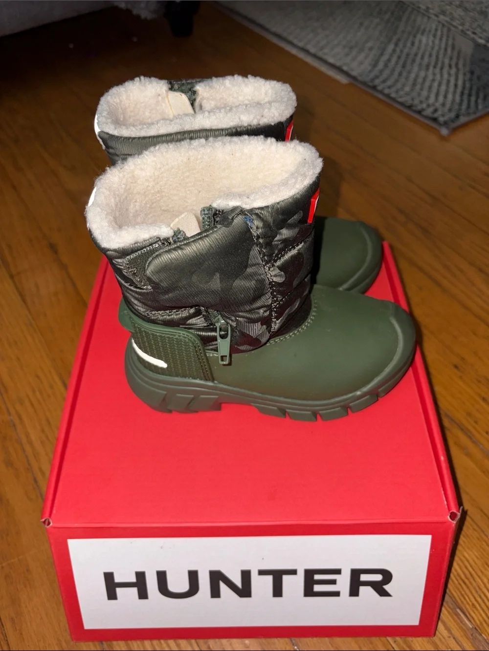 Hunter Little Kid’s Dark Green Waterproof Lace-Up Boots